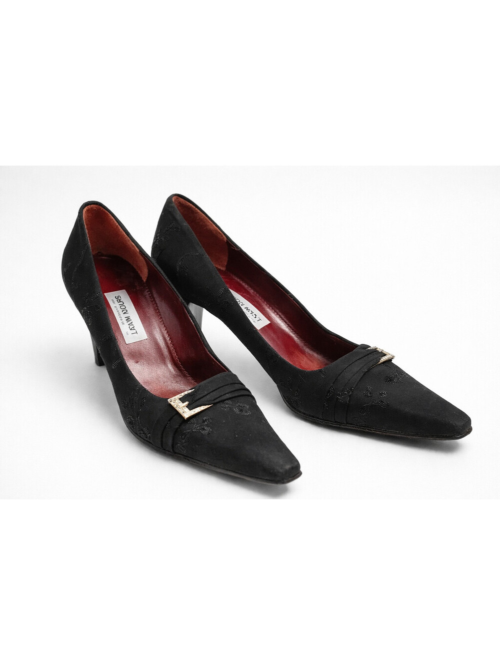 Bruno Magli Italy Black Pumps Gold Detail High Vamp Heels Sz 39 Vintage
